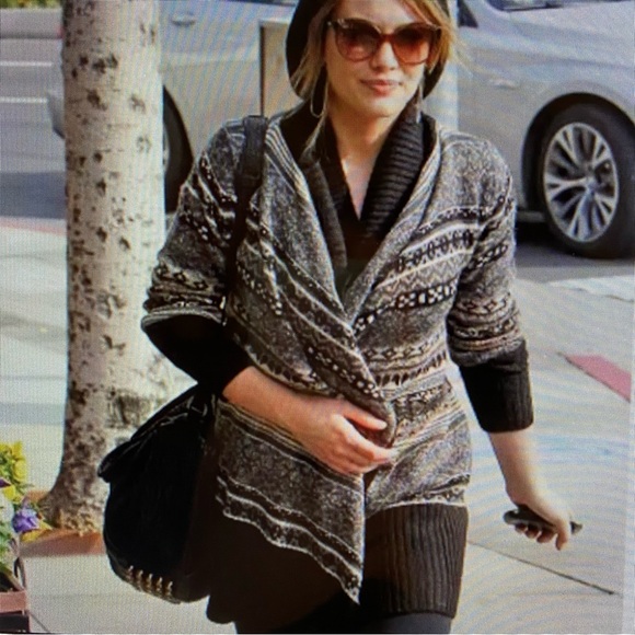 Kensie Shawl Collar Fair Isle Nomad Blanket Sweater Cardigan Size XS - Picture 2 of 8